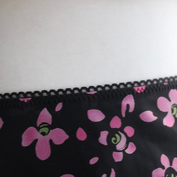 Casual Corner VTG Y2K Black & Pink A-Line Ruffle Tier Floral Midi Skirt Size 10 - Picture 4 of 6